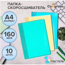 Набор папок-скоросшивателей A4, 160 мкм, Calligrata «Акварель», 10 штук, пастель, МИКС