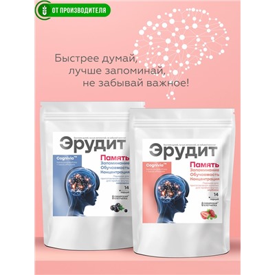 Напиток "Эрудит" с клубникой (для памяти), 2 г х 14 саше / Сибирская клетчатка