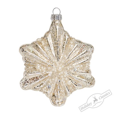 Снежинка серебристая (стекло) 10х4,5х12 см