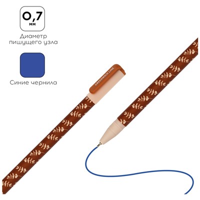 Ручка шариковая Greenwich Line "Mild flowers" синяя, 0,7мм, игольчатый стержень, софт-тач