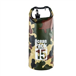 Герморюкзак Ocean Pack 15 л (камуфляж) - Отлично приспособлен для хранения электроники, телефонов, денег, карт, документов и другого важного снаряжения при активном отдыхе на воде, пересечении водных преград, во время дождя №716