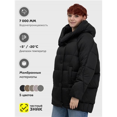 Куртка зимняя женская с капюшоном модная черного цвета 7651Ch