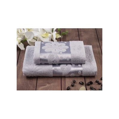 4289108 Набор махровых полотенец "Florans" 50х90,70х130 см,450 г/м2, бамбук 100 %, сталь
