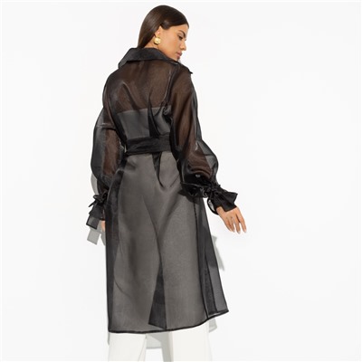 Кардиган полупрозрачный из органзы, Разворот к счастью (с поясом)