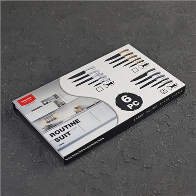 Набор кухонных принадлежностей «Гипноз», 6 предметов: ножи 5 шт., овещечистка, чёрный