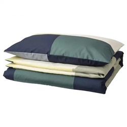 Пододеяльник и наволочка, BRUNKRISSLA Duvet Cover and  Pillowcase Green/Multicolour, произв. IKEA