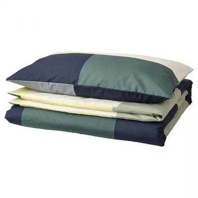 Пододеяльник и наволочка, BRUNKRISSLA Duvet Cover and  Pillowcase Green/Multicolour, произв. IKEA