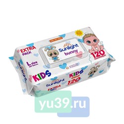 Салфетки детские влажные SUNLIGHT BABY ECO Зайчик, с клапаном 120 шт