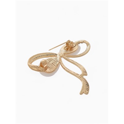 Брошь «Бантик» с жемчужинками, цвет белый в золоте