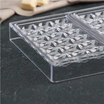 Форма для шоколада KONFINETTA «Поп-ит», 27.5×17.5×2.5 см, 3 ячейки 15.3×7.5×0.8 см, прозрачная