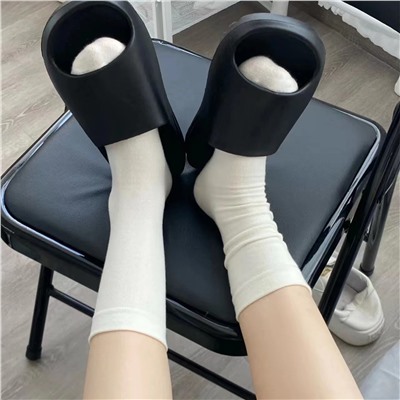 Xiaohong Shukou sock socks Men and women's middle tube pure cotton socks in summer thin ins tide black and white solid color pile socks