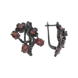 Серьги 'Фантазия' с гранатом, чёрный родий ИВСК.800ГРD