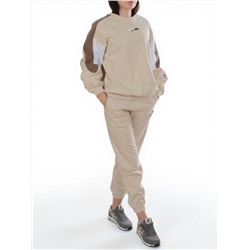 3160/3161 BEIGE/BROWN Костюм спортивный женский (95% хлопок, 5% эластан)