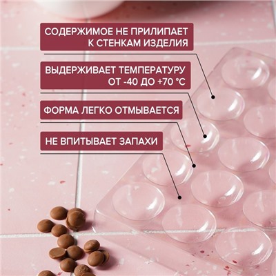 Форма для шоколада и конфет «Полусфера», 23.6×18.8 см, 20 ячеек 4×4×1.8 см, прозрачная