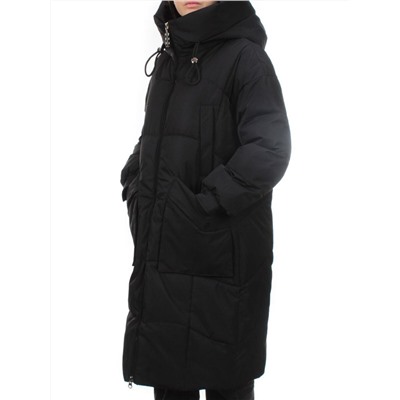 8819 BLACK Пальто зимнее женское (холлофайбер 200 гр.)
