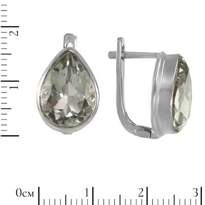 Серьги 'Ами' с зелёным аметистом, родий ИВСК37110Х14АЗ0R1