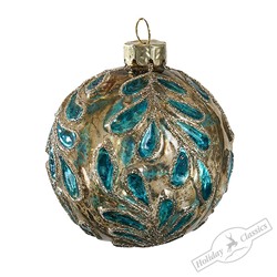 Шар "Изумрудные листья" винтаж (стекло) 8 см