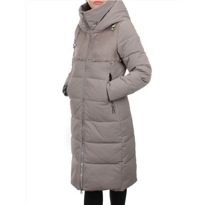 23-636 GRAY/BEIGE Пальто зимнее женское (холлоффайбер 150 гр., искусственная дубленка)