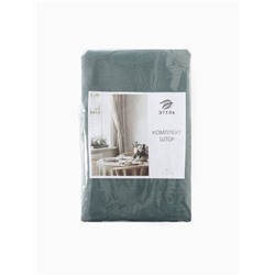 Комплект штор для кухни Этель Linen collection, 145×180 см - 2 шт., зелёный, 100% лён 170 г/м²