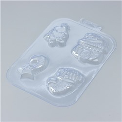 Форма для шоколада и конфет новогодняя «Домики Гномики», 4 ячейки 8.5×5 см, пластик, прозрачная