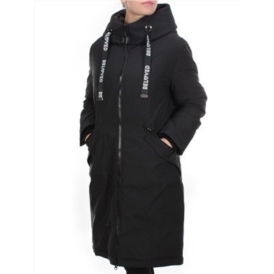 2238 BLACK Пальто женское зимнее AKIDSEFRS (200 гр. холлофайбера)