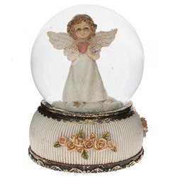 Фигурка декор в стекл шаре "Ангел" (муз с ключ), D 10 см, L10,5 W10,5 H14 см
