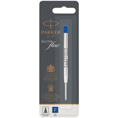 Стержень шариковый объемный Parker "QuinkFlow Ball Point" синий, 98мм, 0,8мм, метал. корпус, блистер