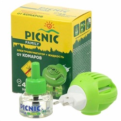 Средство инсектицидное Picnic Family жидкость от комаров 30 мл, 45 ночей +электрофумигатор Корсарус