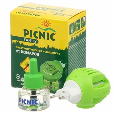 Средство инсектицидное Picnic Family жидкость от комаров 30 мл, 45 ночей +электрофумигатор Корсарус