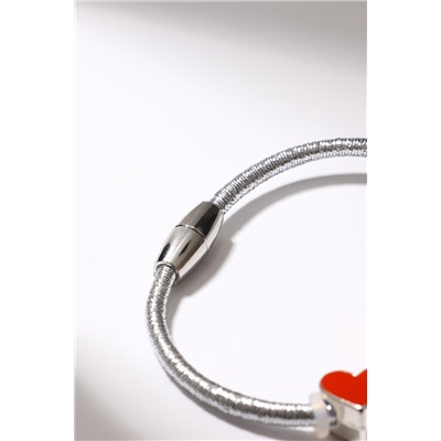 Браслет «Марджери» на нити, дерево в сердце, L=18 см, красный в серебре