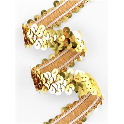 Тесьма декоративная с пайетками, на резинке, 2 см, 9±0.5 м, цвет золотой