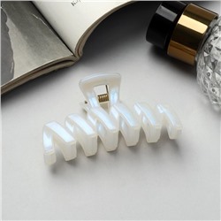 Крабик для волос «Жемчужный», зиг-заг, 7 см, белый