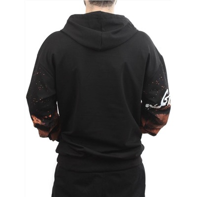 2626 BLACK/ORANGE Толстовка мужская (75% хлопок, 20% полиэстер, 5% спандекс)