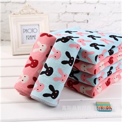 Export towels, home furnishings, four-layer cotton jacquard gauze rabbit face towel, soft water absorption souvenir factory price, four-layer thicker