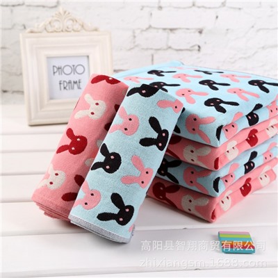 Export towels, home furnishings, four-layer cotton jacquard gauze rabbit face towel, soft water absorption souvenir factory price, four-layer thicker