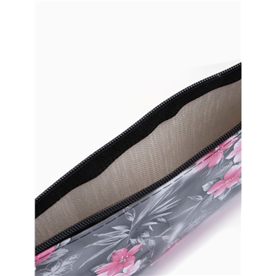 Косметичка-пенал на молнии, плоская, с рисунком, чёрная/серая