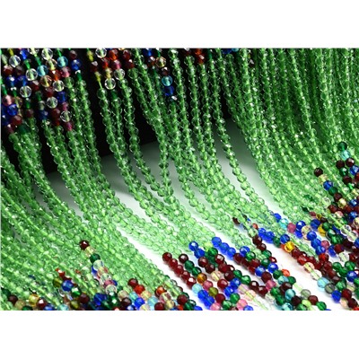 Бусины из шпинели шарик гр.3мм цв.зеленый, ассорти, 37см, 126 бусин