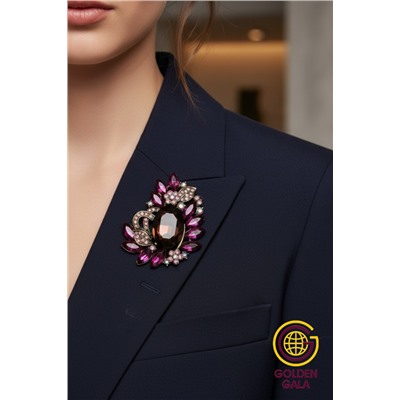 Брошь крупная с кристаллами БР4/3 модель 2