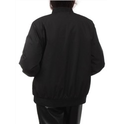 H24-608 BLACK Куртка бомбер демисезонная женская (100 гр. синтепон)