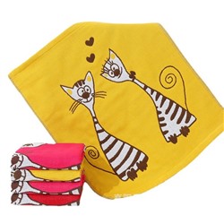 Zhiyang towel New couple cat gauze square towel Korea Soft absorbent kitchen hand wipe towel factory price wholesale