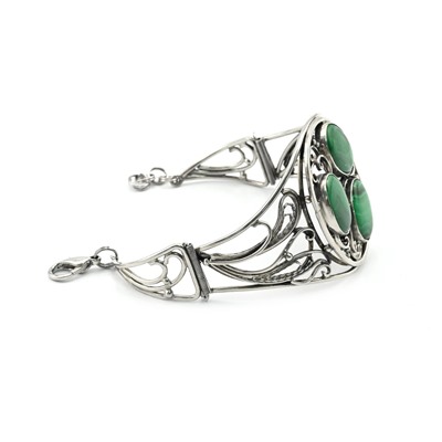 Браслет с малахитом, 18см.