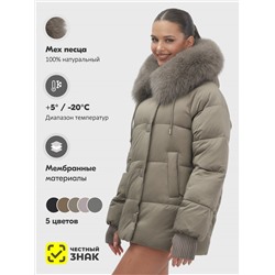 Куртка зимняя женская с мехом и капюшоном тренд коричневого цвета 7658K