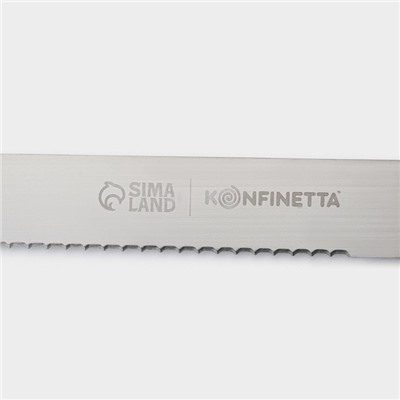 Нож для бисквита крупные зубцы KONFINETTA, длина лезвия 35 см, деревянная ручка