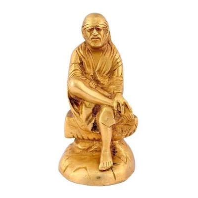 Латунная статуэтка Мурти Саи Баба, Brass Sai Baba Murti Statue, произв. Vintage Gulley