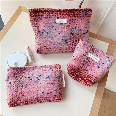 High quality handheld cosmetic bag, shoulder bag, woolen liner, storage bag