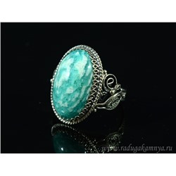 Кольцо амазонит, 17*24мм., размер 18,5