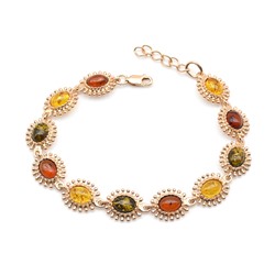 Браслет с янтарем С925 овал 12*14мм цв.ассорти, 19см, 13,1г