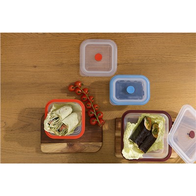 Контейнер для переноски и хранения силиконовый квадратный складной Silikobox, 600 мл, красный