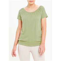 Shirred Wide Neck T-Shirt