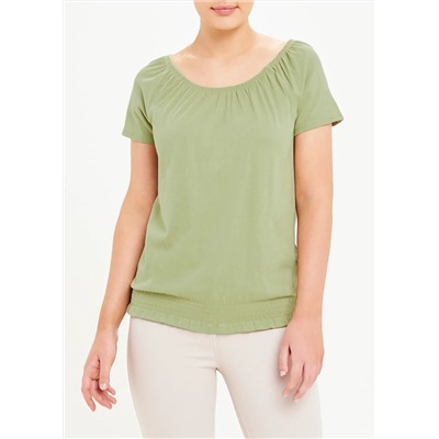 Shirred Wide Neck T-Shirt
